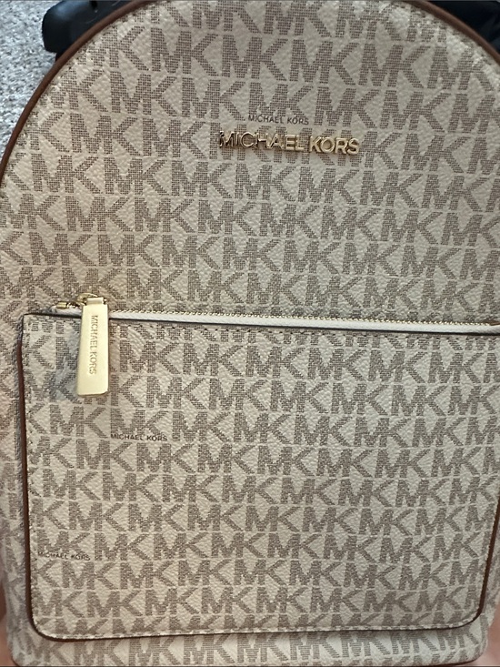 Michael Kors Beige & Brown MK Monogram Backpack main image 10